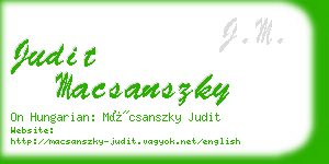 judit macsanszky business card